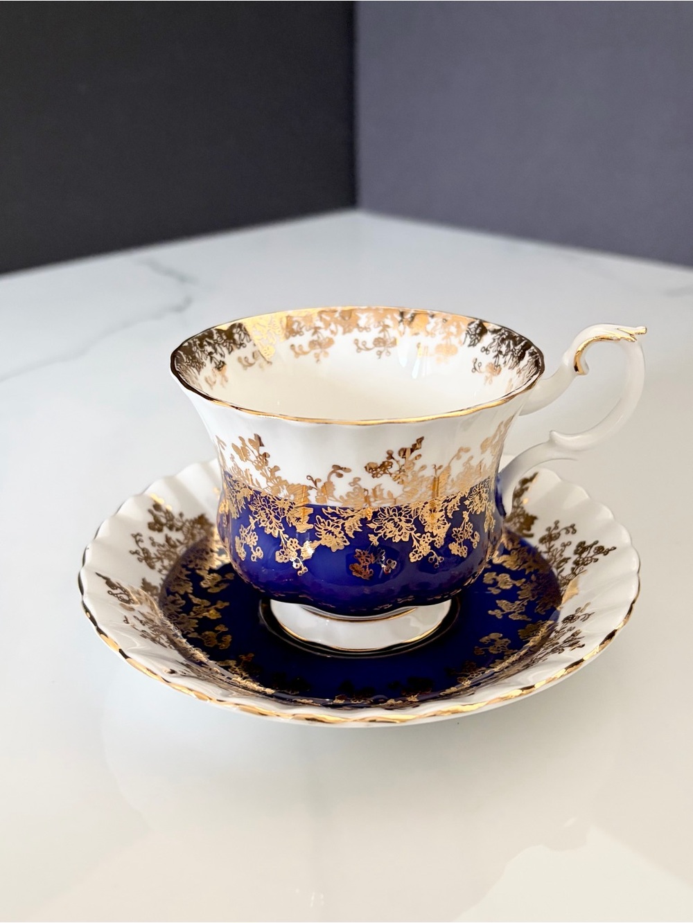 Regal Cobalt Blue & Gold Cup & Saucer by Royal Albert